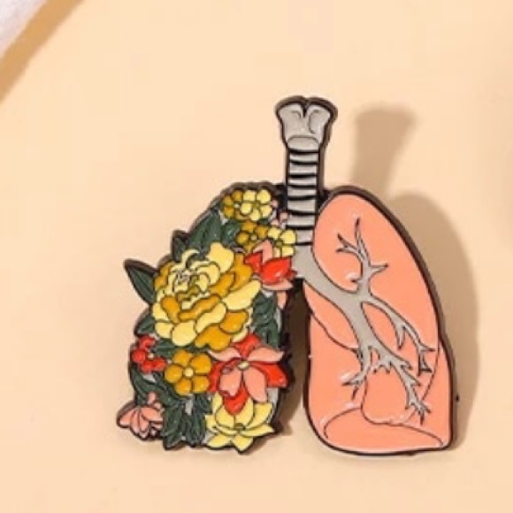 Floral Lungs Enamel Pin Nurse Doctor Med Student Gift Gardening Anatomy Brooch - Picture 2 of 7